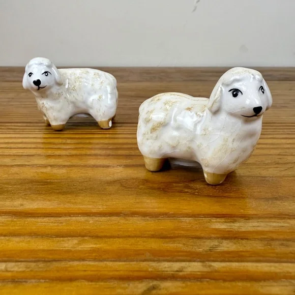 Vintage Lamb Salt & Pepper Shakers | Ceramic Sheep Figurines | Cottagecore - Picture 3 of 8